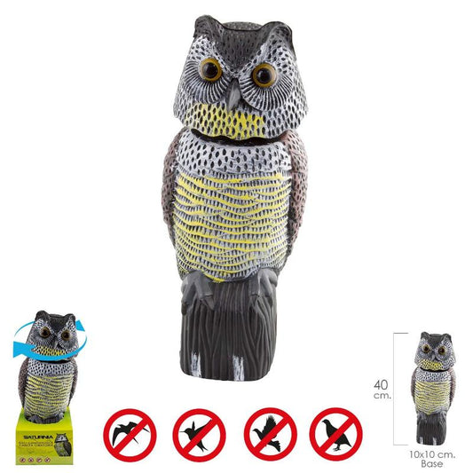 Buho Ahuyentador De Pajaros / Aves Con Cabeza Giratoria 40 Cm._0