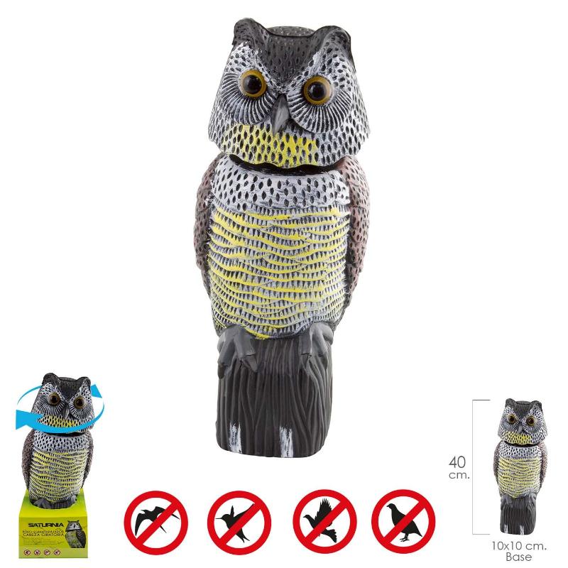 Buho Ahuyentador De Pajaros / Aves Con Cabeza Giratoria 40 Cm.