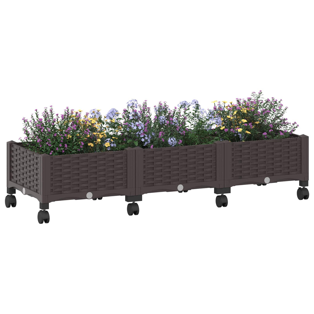 Macetero De Jardín Con Ruedas Marrón 120 X 40 X 29 Cm Pp_2