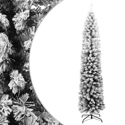 Vidaxl Árbol De Navidad Artificial Delgado Verde Con Nieve Pvc 240 Cm_0