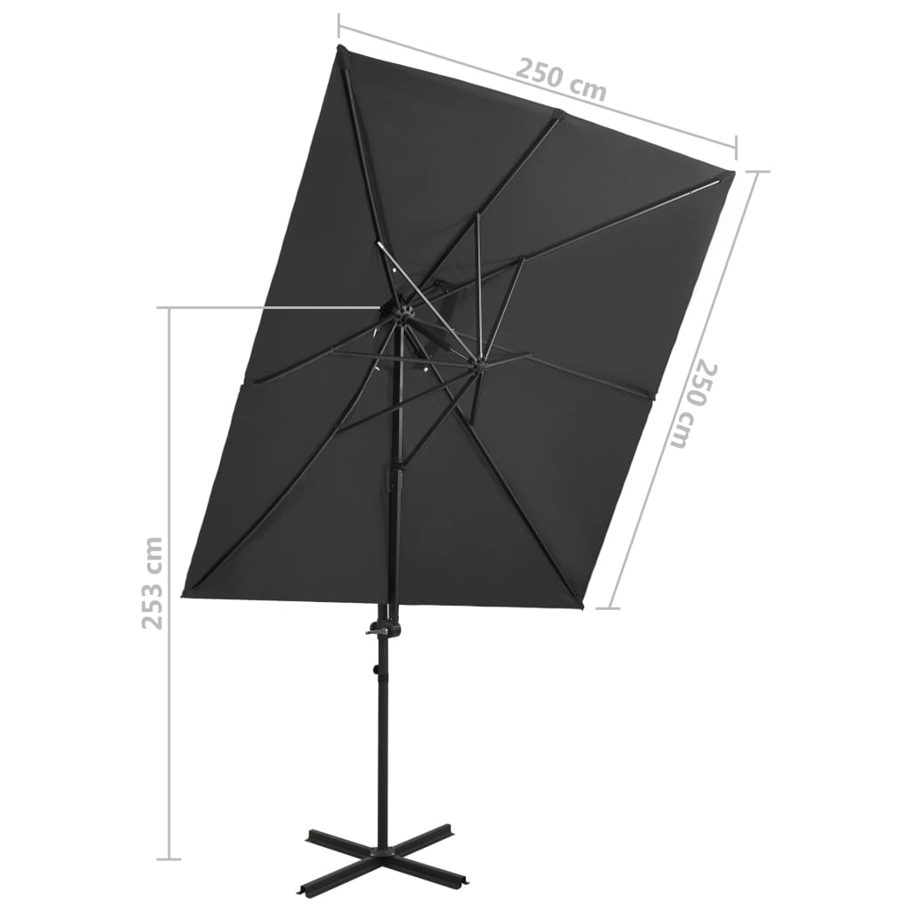 Vidaxl Sombrilla Jardín Voladiza Cubierta Doble Antracita 250x250 Cm_2
