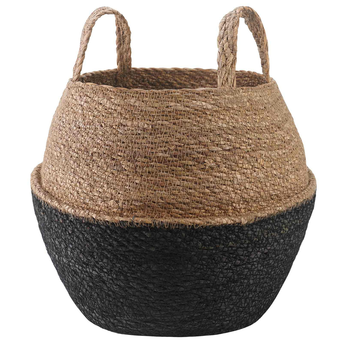 Maceta Con Asas Negro Ø 32 X 32 Cm 100% Hierba Marina_0
