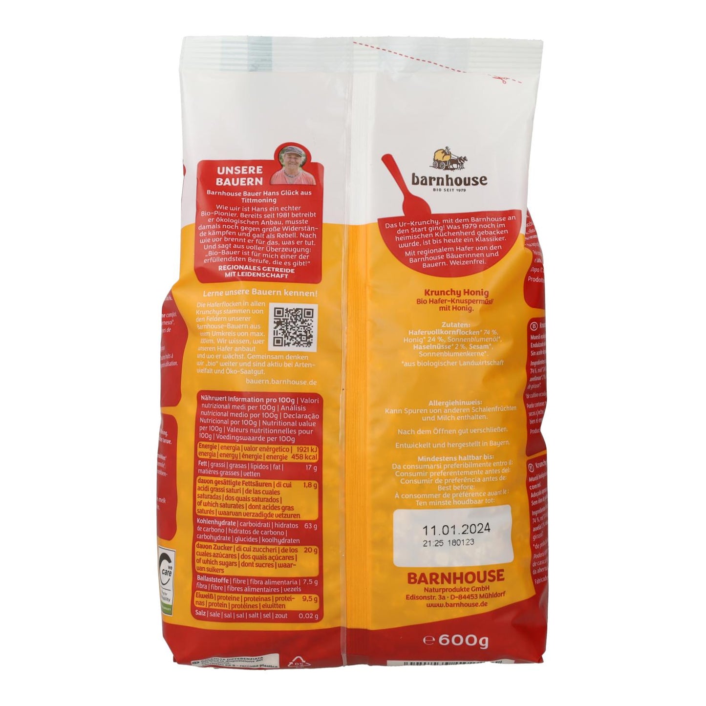 Muesli Crocante com Mel BIO Barnhouse 600 gr