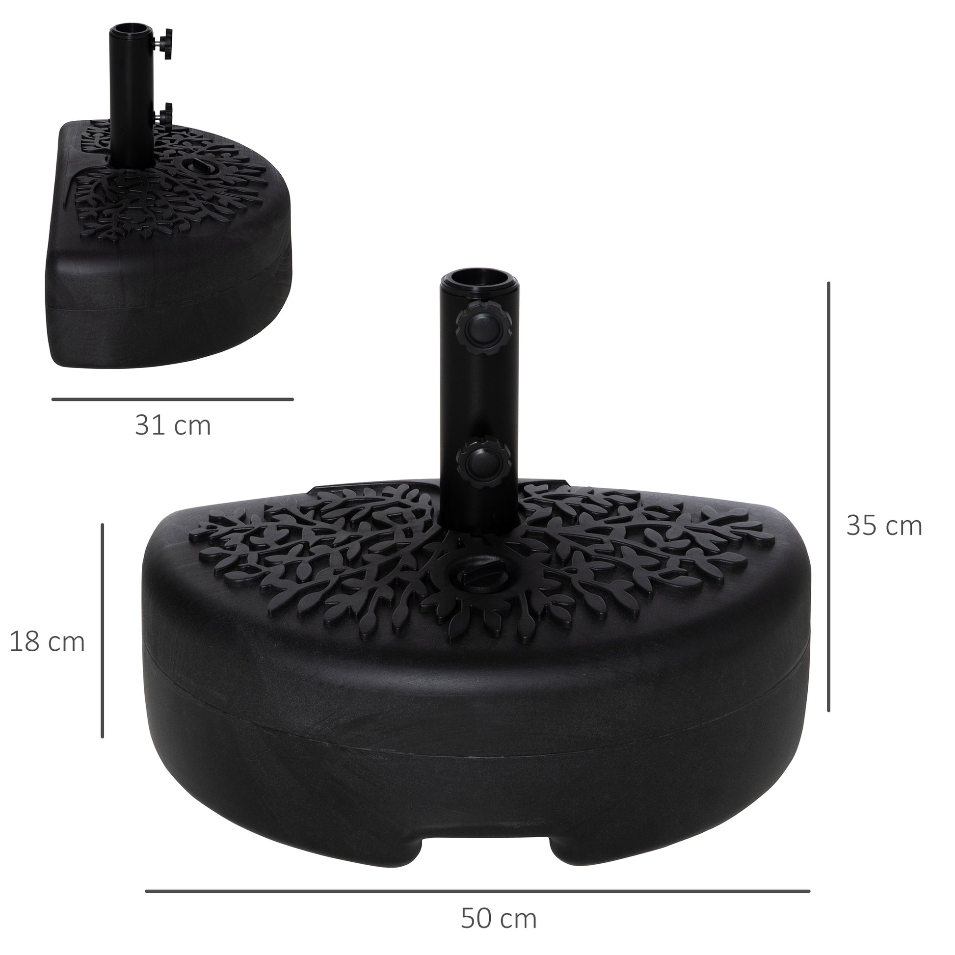 Outsunny Base Pared Para Sombrilla Rellenable De Arena 21 Kg O Agua 18 Kg Jardín_2