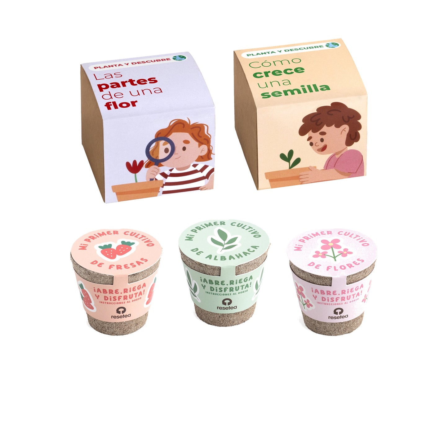 Pack 5 Kits de Cultivo Educativos Stem y Montessori | Regalo Didáctico para Niños - Resetea_0