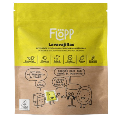 ECO Flopp Gel para máquina de lavar louça 16 cápsulas