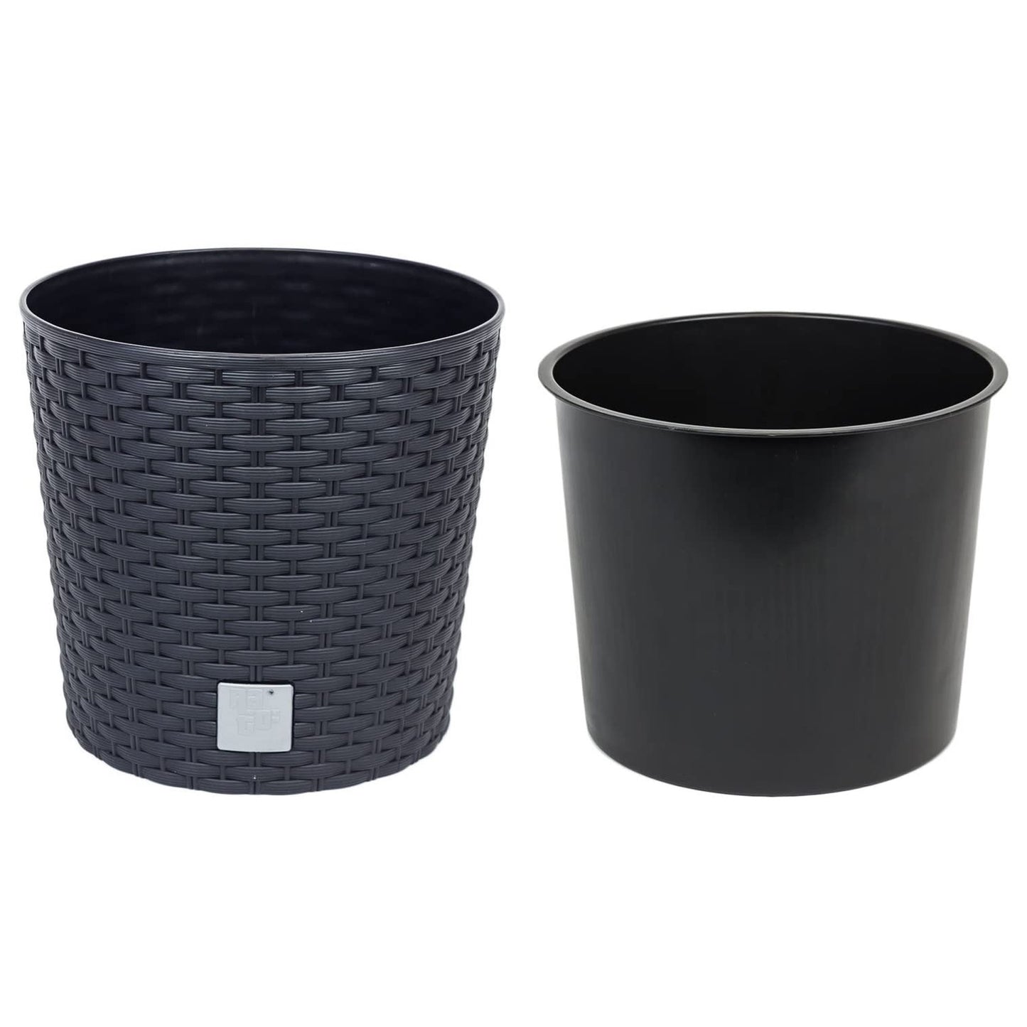 Maceta Redonda 4,7 Litros Rato Con Cubilete Para Plantar En Color Antracita 20 X 20 X 19 Cm