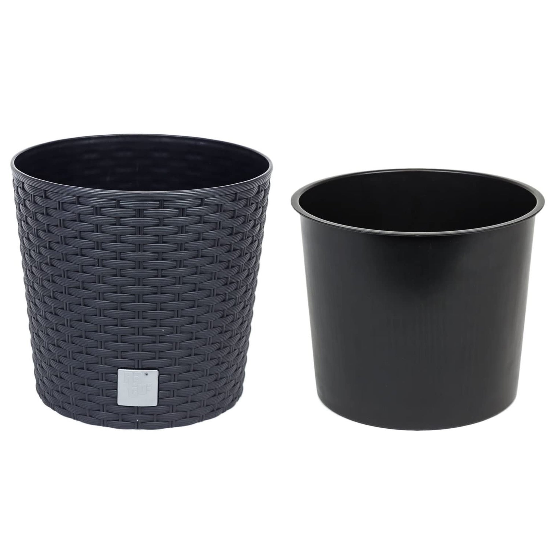 Maceta Redonda 4,7 Litros Rato Con Cubilete Para Plantar En Color Antracita 20 X 20 X 19 Cm