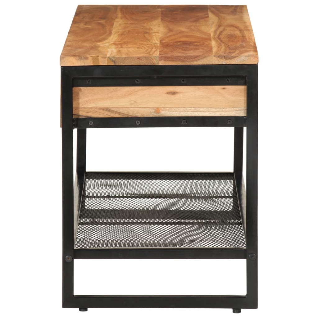 Banco Zapatero De Madera Maciza De Acacia Y Hierro 110x35x45 Cm / Vetonek_1