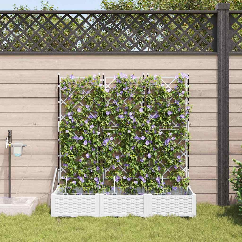 Macetero De Jardín 3 Uds. Blanco 120 X 40 X 126 Cm Pp_1