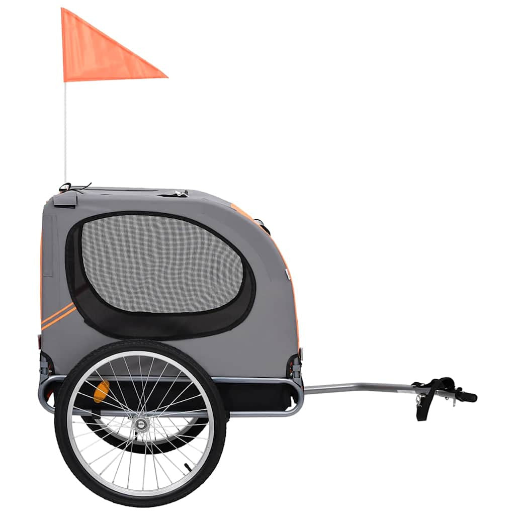 Vidaxl Remolque De Bicicleta Para Mascotas Naranja Y Gris_1