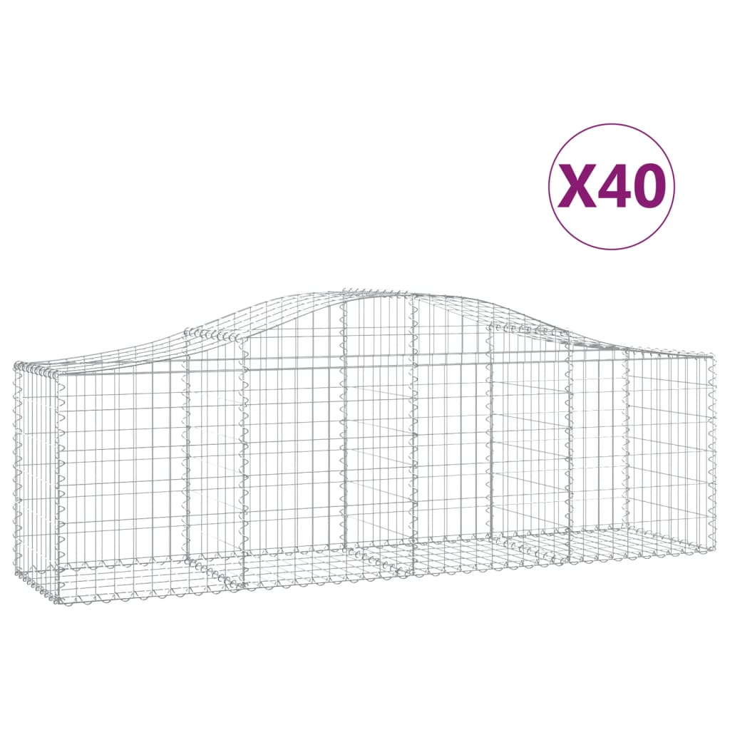 Cestas De Gaviones 40 Uds Forma De Arco Hierro 200x50x60/80 Cm_0