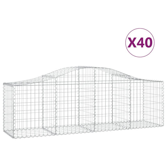 Cestas De Gaviones 40 Uds Forma De Arco Hierro 200x50x60/80 Cm_0