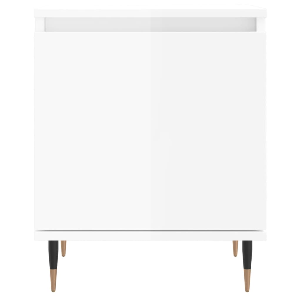 Mesita De Noche Madera De Ingeniería Blanco Brillo 40x30x50 Cm_3