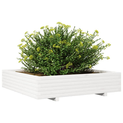 Jardinera De Madera Maciza De Pino Blanca 110x110x26,5 Cm_3