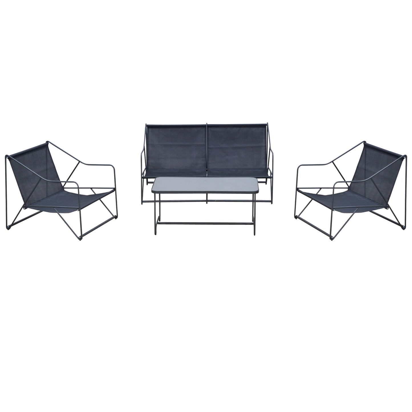 Outsunny Conjunto De Muebles De Jardín 4 Piezas Mesa 2 Sillones 1 Sofá Cojines_4
