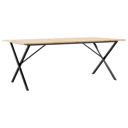 Mesa De Comedor Marco X Madera Maciza Pino Y Acero 200x100x75cm_0