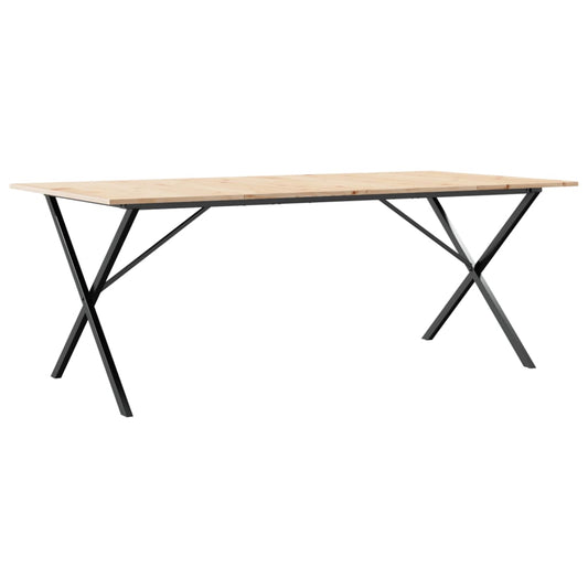 Mesa De Comedor Marco X Madera Maciza Pino Y Acero 200x100x75cm_0