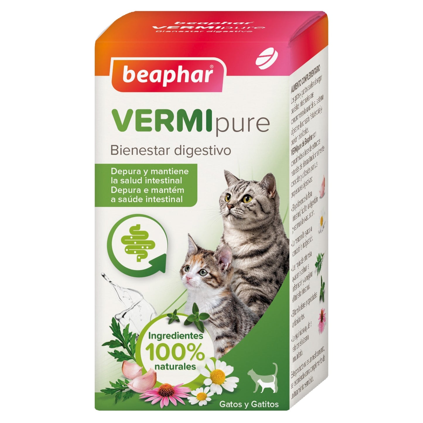 Beaphar VERMIpure Comprimidos Antiparasitários Naturais para Gatos e Gatinhos 50 Comprimidos