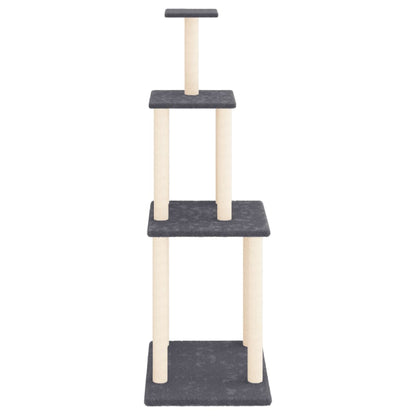 Rascador Para Gatos Con Postes De Sisal Gris Oscuro 149 Cm_2