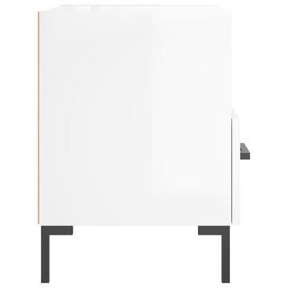 Mesita De Noche Madera De Ingeniería Blanco Brillo 40x35x47,5cm_3