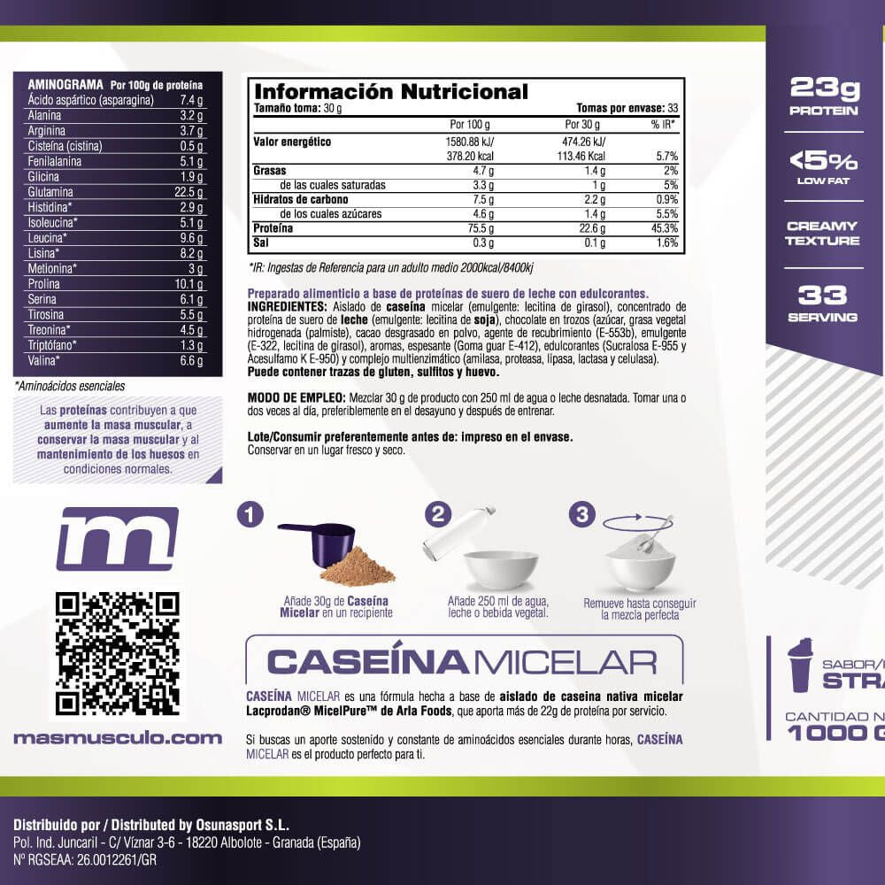 Caseína Micelar Nativa Micelpure™ - 1kg - Stracciatella - Ayuda A Mantener La Masa Muscula - Masmusculo_5
