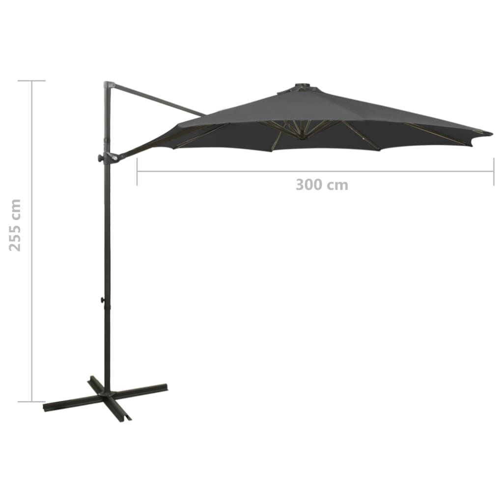 Vidaxl Sombrilla Jardín Voladiza Con Palo Y Luces Led Antracita 300 Cm_2