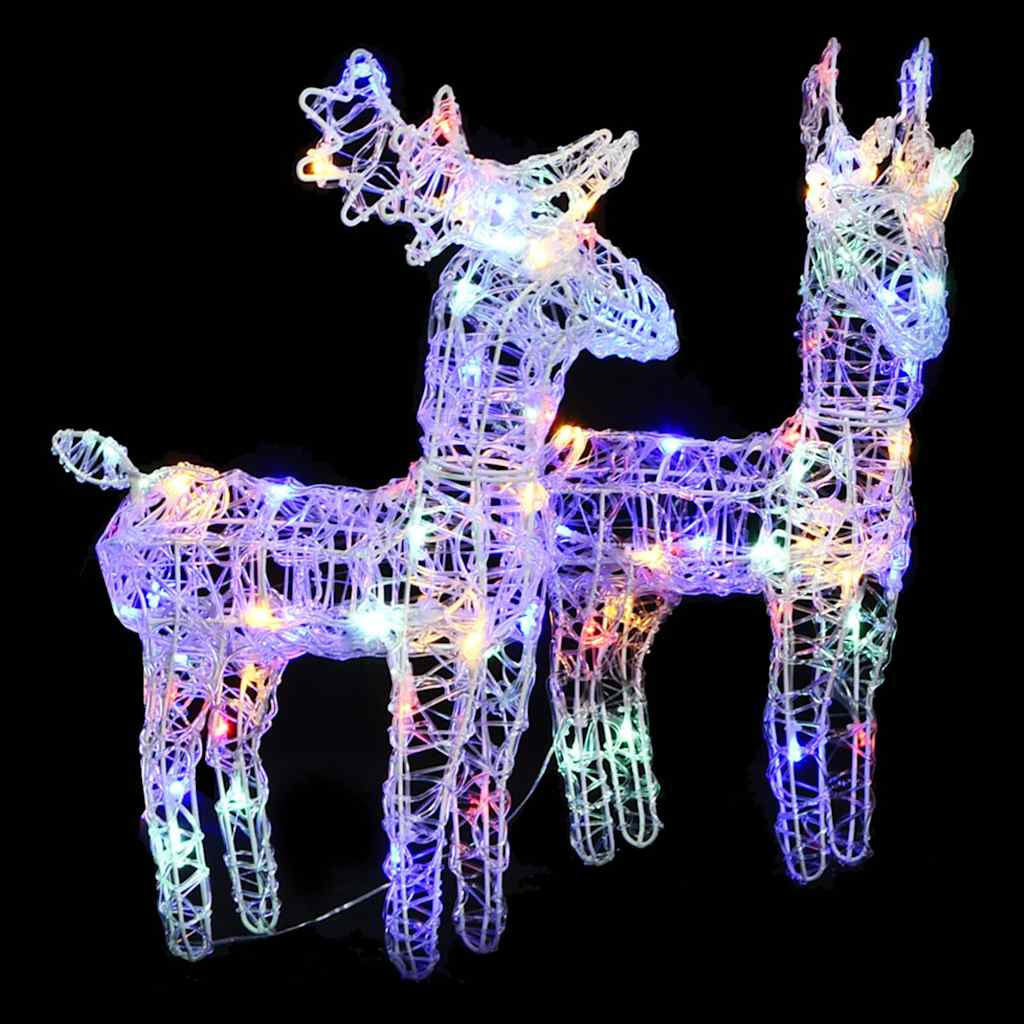 Vidaxl Renos De Navidad 2 Unidades 80 Led Acrílico Multicolor_1