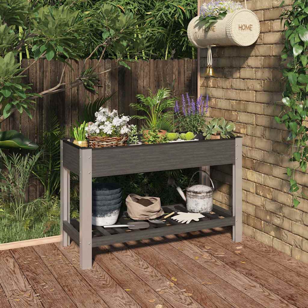 Arriate De Jardín Con Estante Wpc Gris 120x50x75 Cm_1