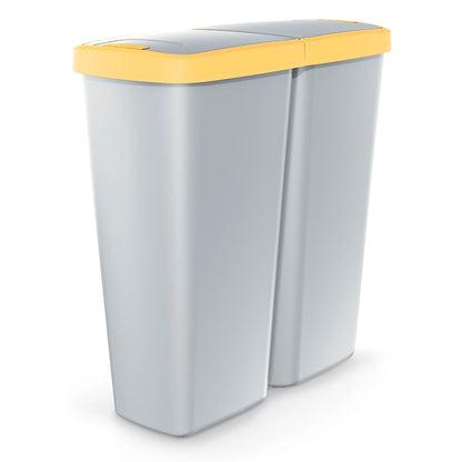 Papelera Con 2 Tapas Independientes De 50l Blanco Y Amarillo_0