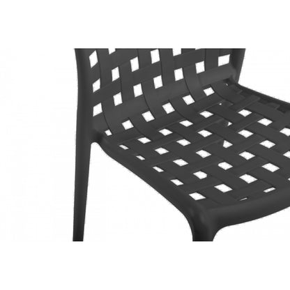 Juego De 4 Sillas De Jardín Apilables De Polipropileno De Carbono Negro Calado Corfu - Muebles De Jardín - 46x56xh82cm_1