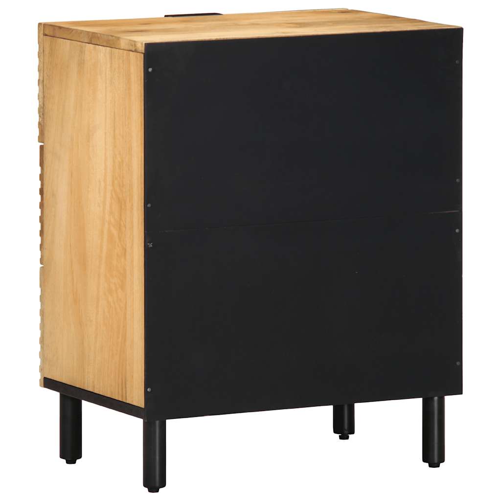 Mesita De Noche Madera Maciza De Mango 50x33x60 Cm Marrón_3