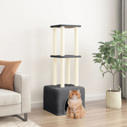 Rascador Para Gatos Con Postes De Sisal Gris Oscuro 133,5 Cm_1