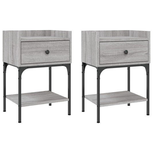 Mesitas Noche 2 Uds Madera Ingeniería Gris Sonoma 40,5x31x60 Cm_0