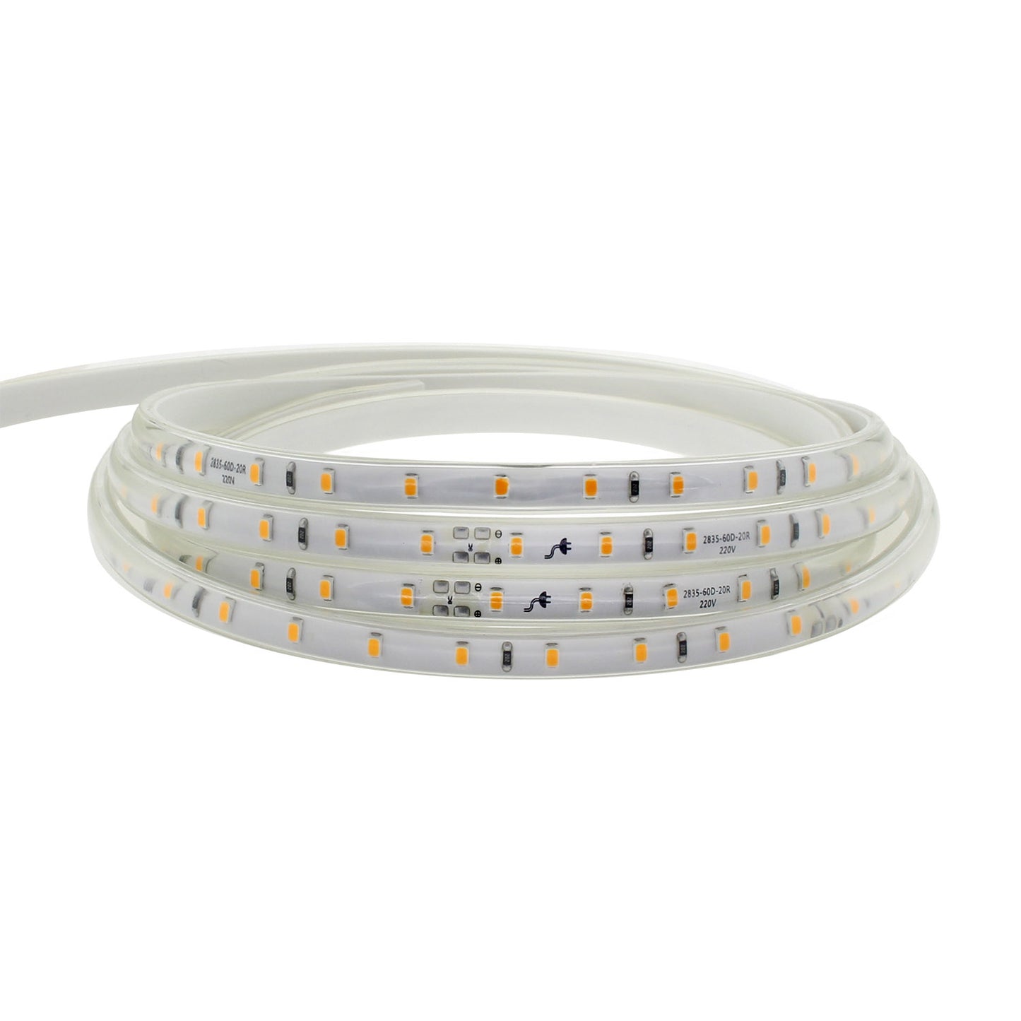 Tira Led 220v Smd2835, 60led/m, 1 Metro Con Conectores Rápidos, 20cm Corte, Blanco Frío_0