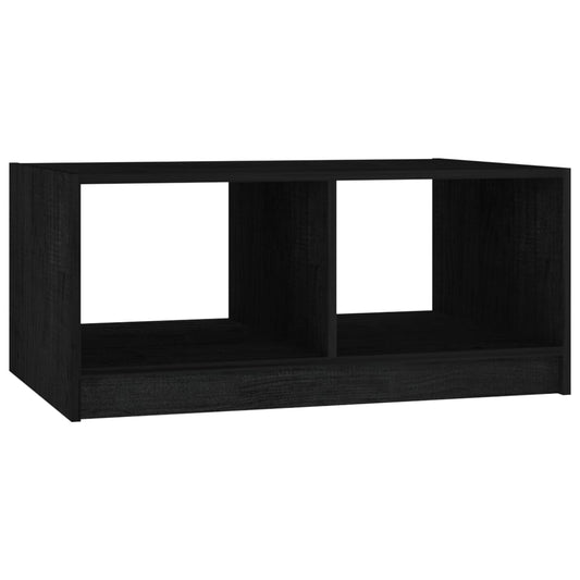 Mesa De Centro De Madera Maciza De Pino Negra 75x50x33,5 Cm_0