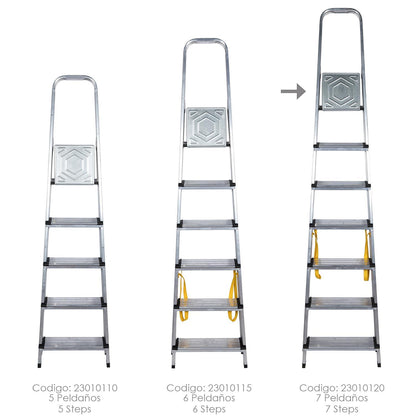 Escalera Doméstica Aluminio Profesional 7 Peldaños 12 Cm Grosor._2