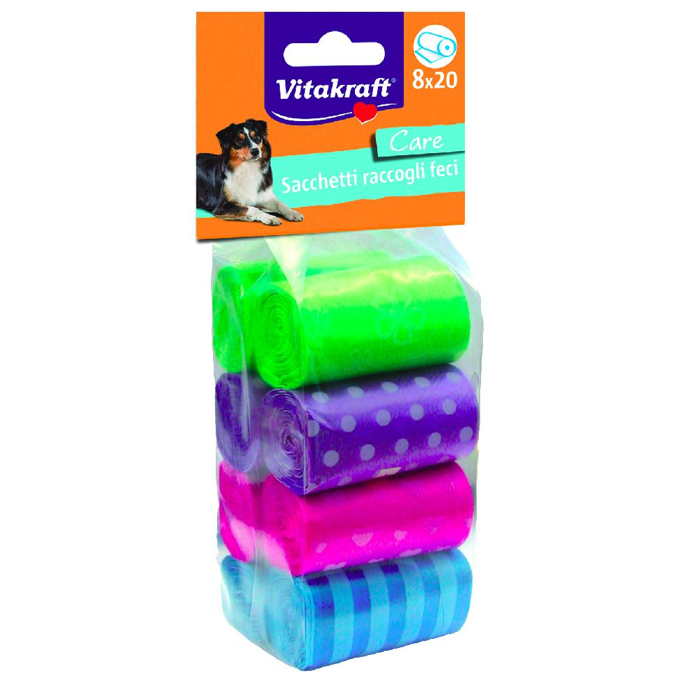 Sacos coloridos para cocó Vitakraft, 160 sacos - 8 rolos