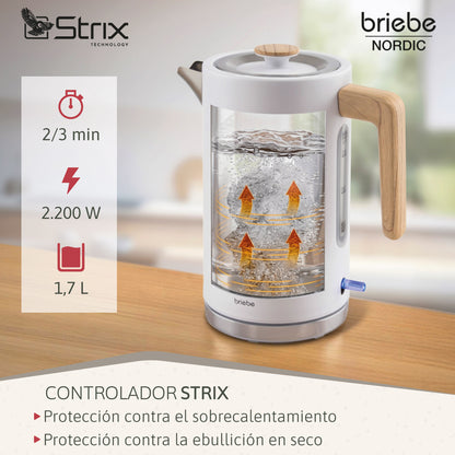 Briebe Nordic Set Cafetera Espresso 20 Bares, Tostadora Pan 2 Rebanadas, Hervidor Eléctrico Agua 1,7l, Skt1209wht,blanco_3