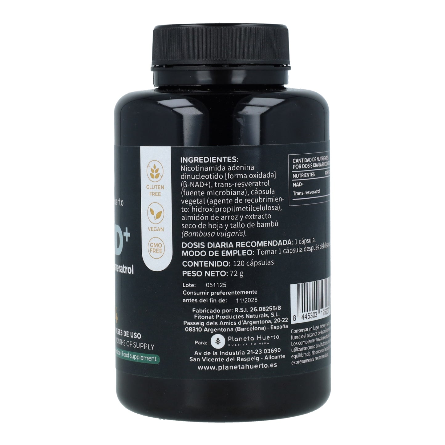 NAD+ Trans-resveratrol Planeta Huerto 120 cápsulas