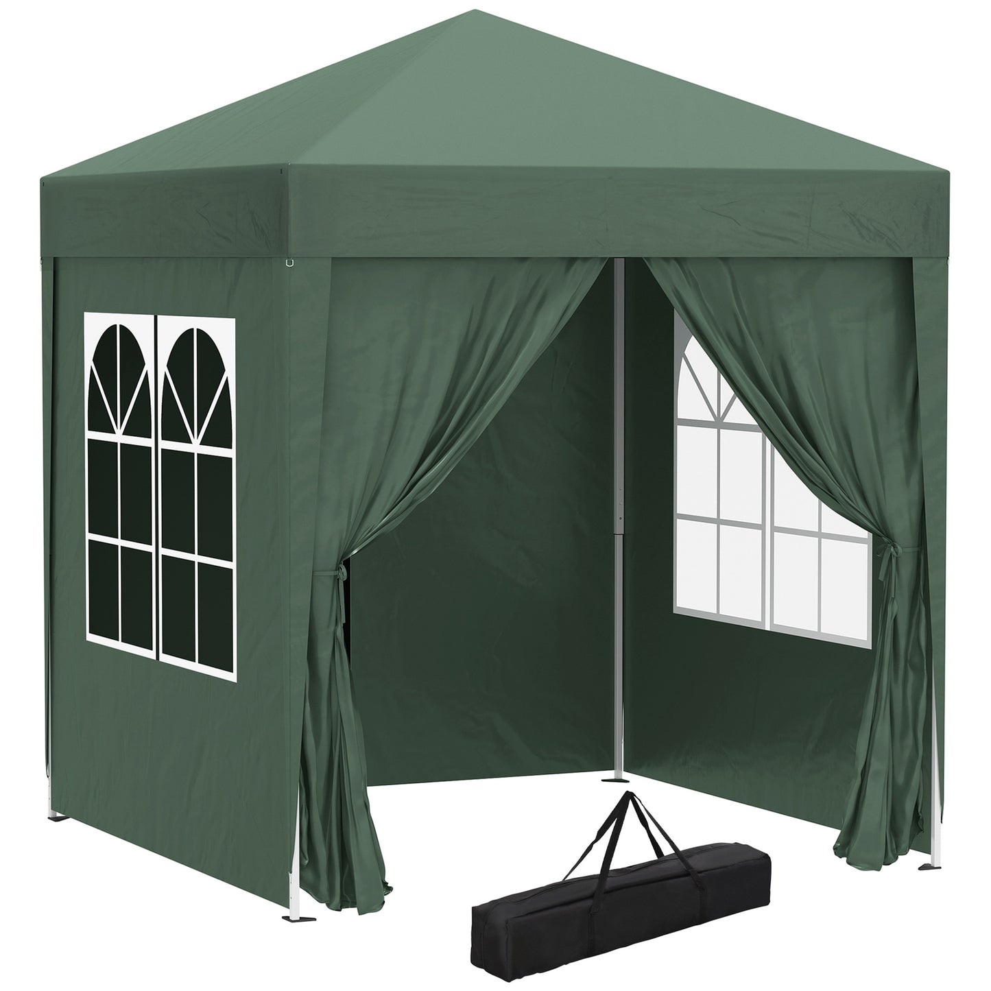 Outsunny Carpa Plegable 2x2m Exterior Con 4 Paredes Y Bolsa De Transporte Verde_0