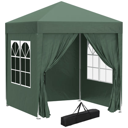 Outsunny Carpa Plegable 2x2m Exterior Con 4 Paredes Y Bolsa De Transporte Verde_0