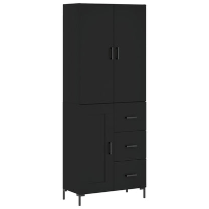 Aparador Alto Madera Contrachapada Negro 69,5x34x180 Cm_1