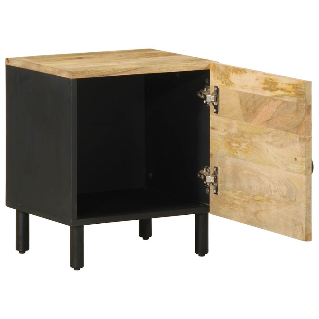 Mesitas De Noche 2 Uds Madera Mango Rugosa Negro 40x33,5x46 Cm_1