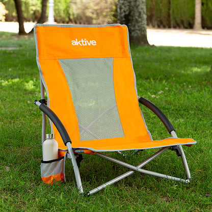 Aktive Pack 4 Sillas Plegables Playa Bajas 50x51x67 Cm Naranja Con Posavasos_2