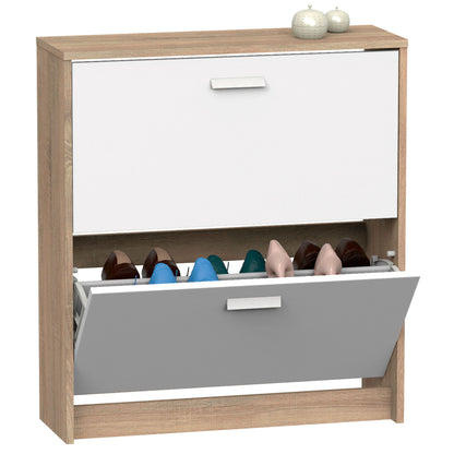 Zapatero Entrada Recibidor, Mueble Auxiliar Estrecho Zapatos, 2 Puertas, Madera 82x74x25 Cm, Briebe, Nova, Blanco_0