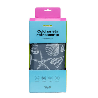 Colchoneta De Gel Refrescante Para Perro Talla M De 65x50cm Con Estampado Veraniego Indico Wuapu_1
