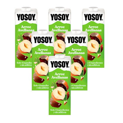 Pack de 6 bebidas de arroz e avelã YOSOY 1L