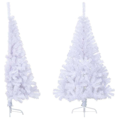 Vidaxl Medio Árbol De Navidad Artificial Con Soporte Pvc Blanco 150 Cm_3