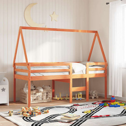 Techo De Cama Infantil Madera Maciza Pino Marrón 199x95,5x88 Cm_1
